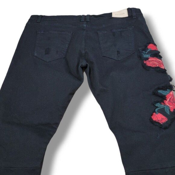 Golden Denim Jeans Size 42 W44"xL35" Embroidered Embroidery Distressed Ankle Zip - Picture 5 of 10